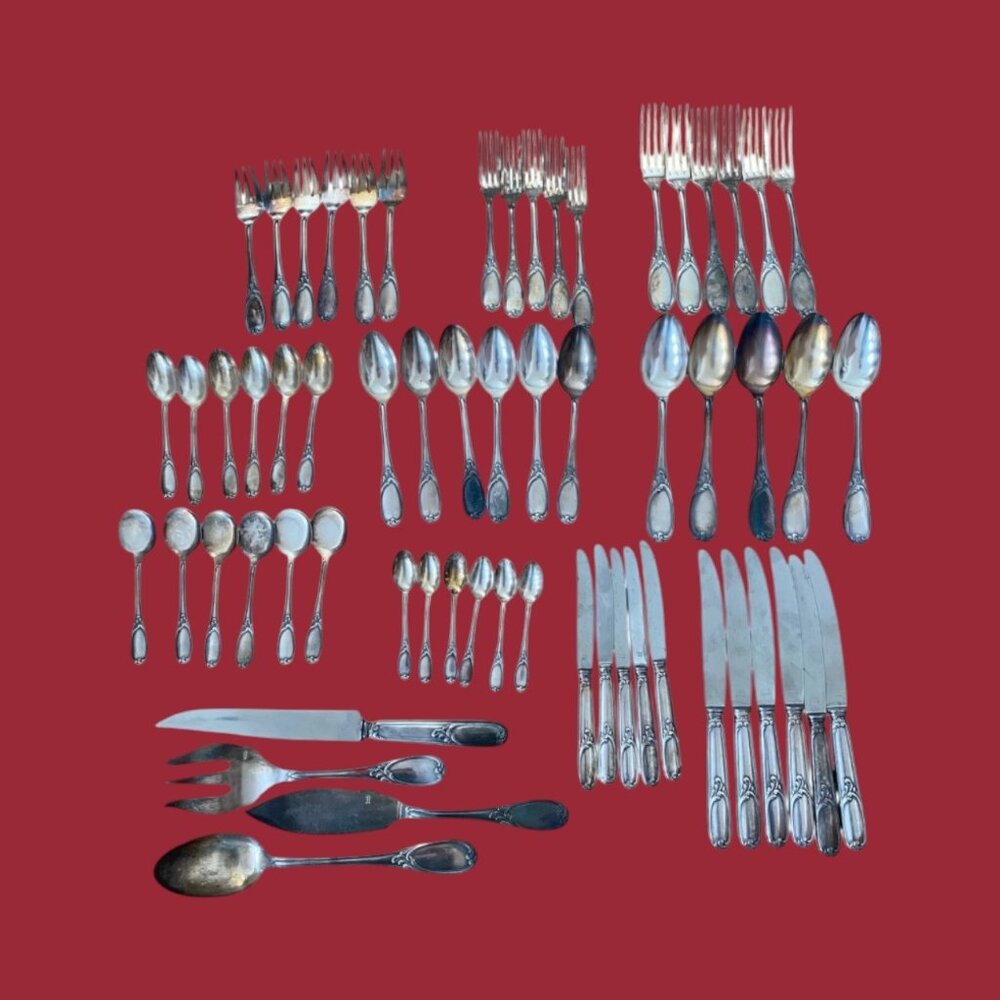 Plata Lappas‎ Flatware Set France Scroll Design 61 pieces Inox Stainless Steel